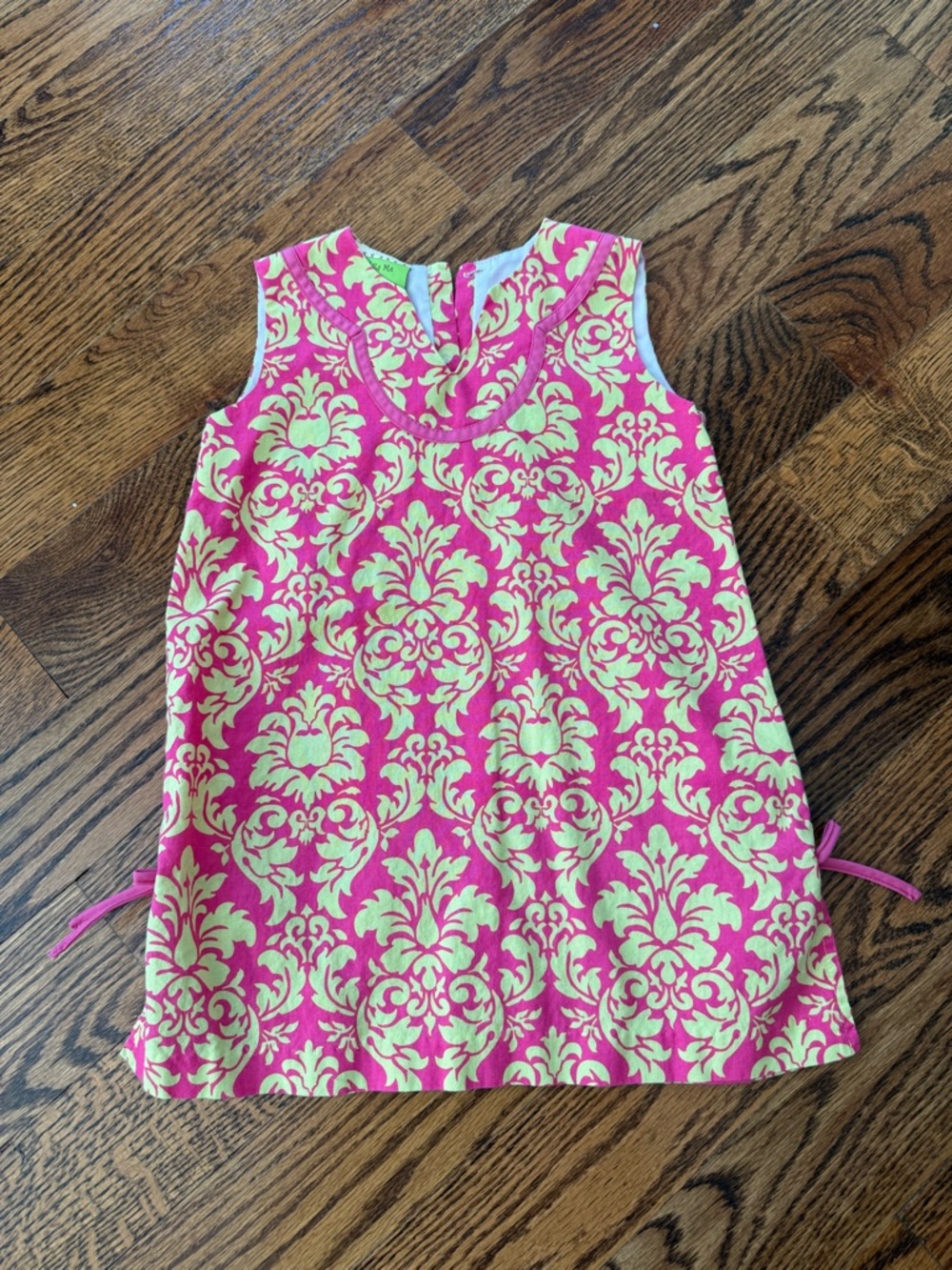 Le Za Me dress, size 3T pink floral bow hand smocked